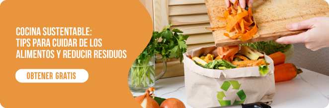 banner para descargar el ebook cocina sustentable: tips para cuidar los alimentos